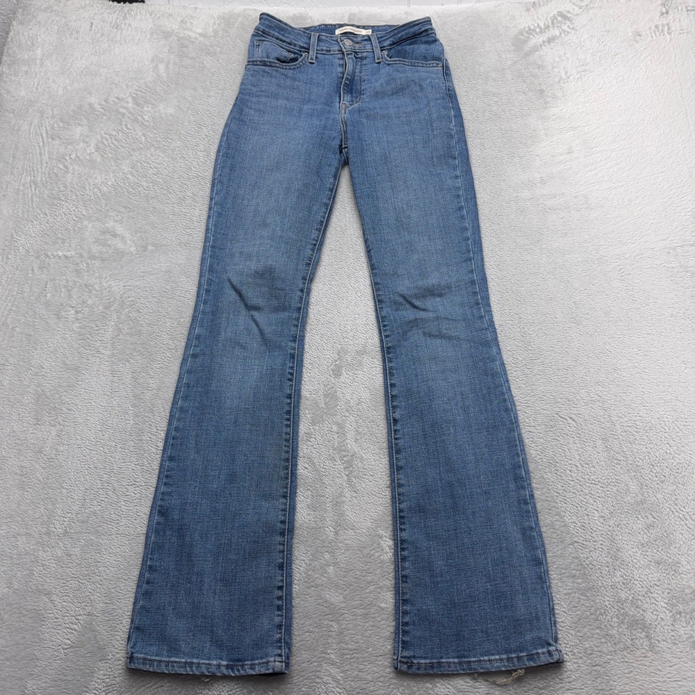 Levis Jeans Womens 25 Blue 725 High Rise Bootcut Stretch Denim Denim Flare